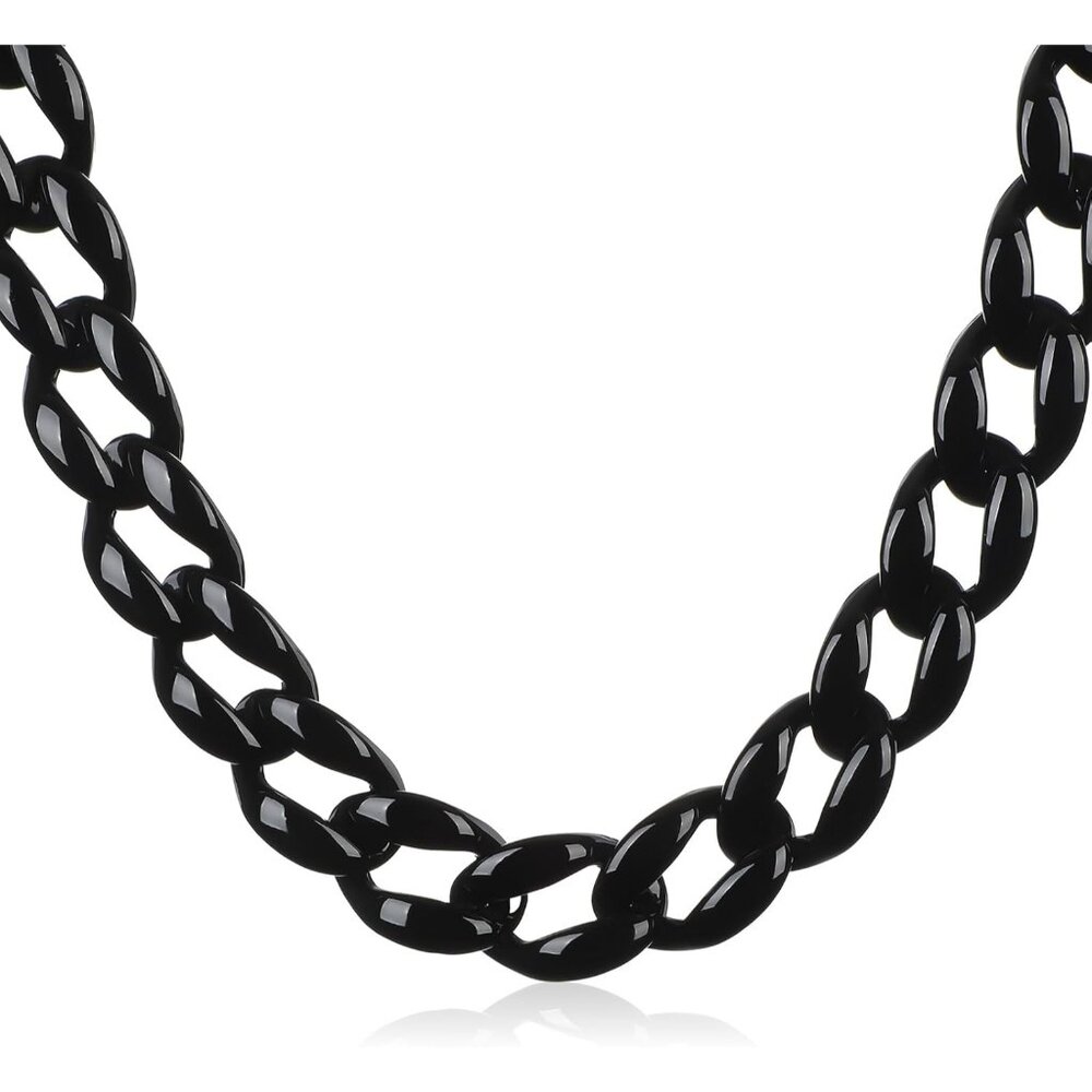 Statement Chunky Link Necklace - Durable Black Ac… - image 1